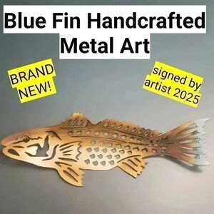 Fish Blue Fin BRAND NEW! 3D Handcrafted Heavy Metal Carved Art Gift For Dad!